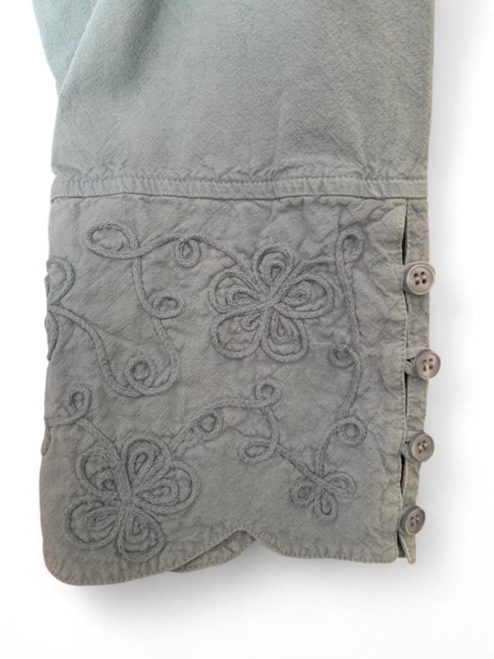 Soft Surroundings Samantha Embroidered Cotton Scalloped Tunic Blue 1X EUC - Picture 4 of 6